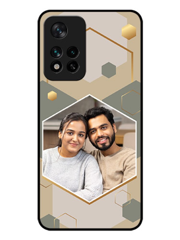 Custom Xiaomi 11I 5G Photo Printing on Glass Case - Stylish Hexagon Pattern Design