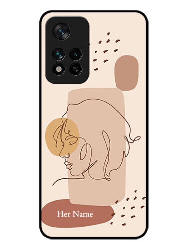 Custom Xiaomi 11I 5G Photo Printing on Glass Case - Calm Woman line art Design