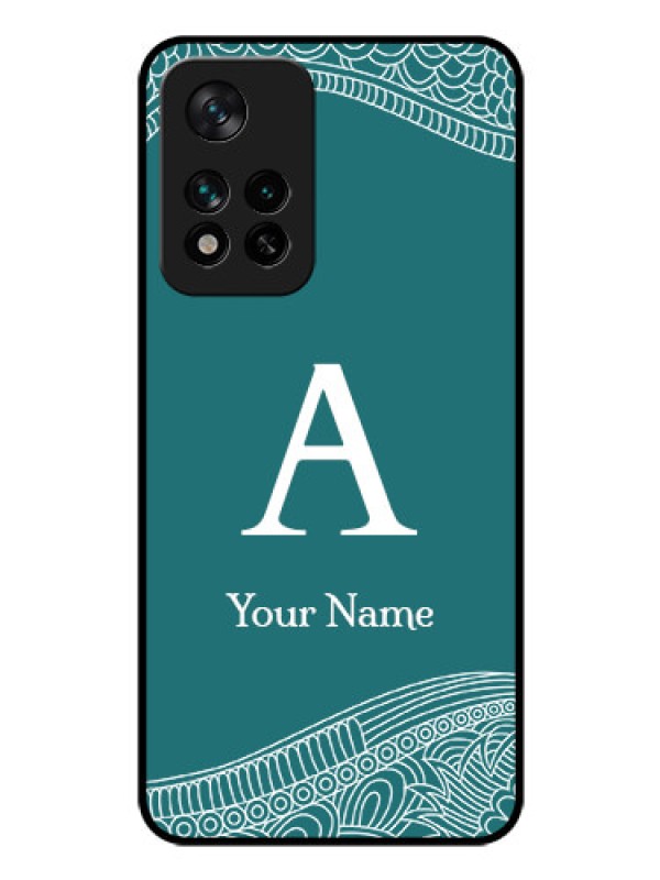 Custom Xiaomi 11I 5G Personalized Glass Phone Case - line art pattern with custom name Design