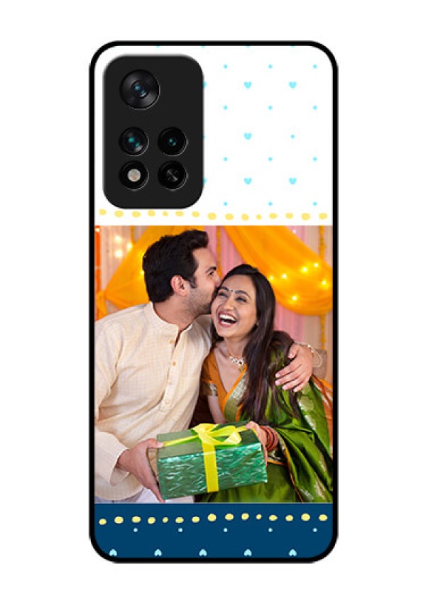 Xiaomi 11I Hypercharge 5G Personalized Glass Phone Case - White and Blue Abstract Design