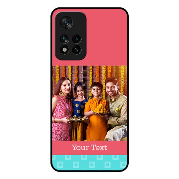 Xiaomi 11I Hypercharge 5G Personalized Glass Phone Case - Peach & Blue Color Design