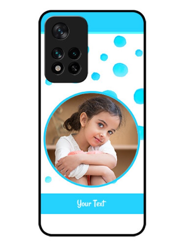 Custom Xiaomi 11I Hypercharge 5G Photo Printing on Glass Case - Blue Bubbles Pattern Design