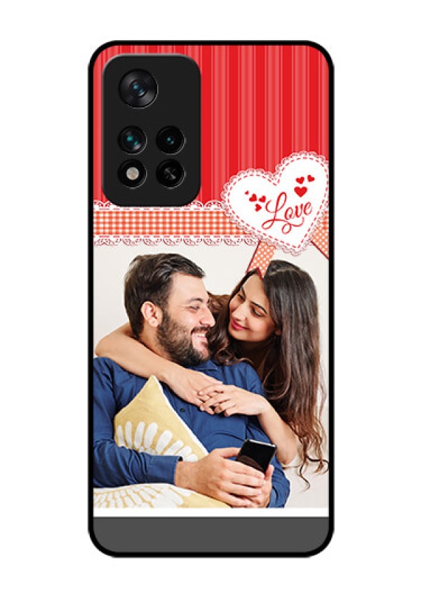 Xiaomi 11I Hypercharge 5G Custom Glass Mobile Case - Red Love Pattern Design