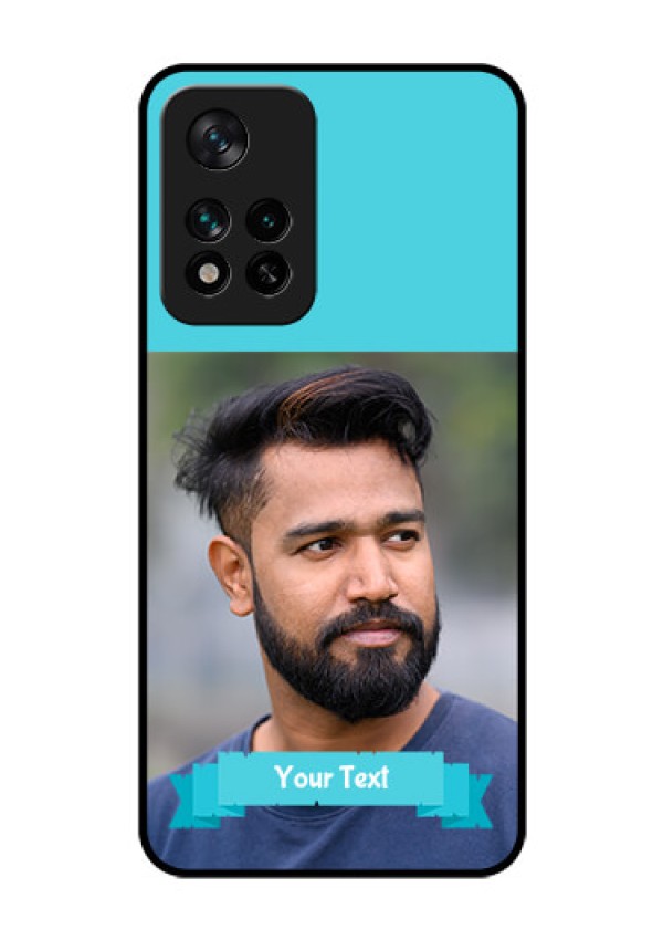 Xiaomi 11I Hypercharge 5G Personalized Glass Phone Case - Simple Blue Color Design