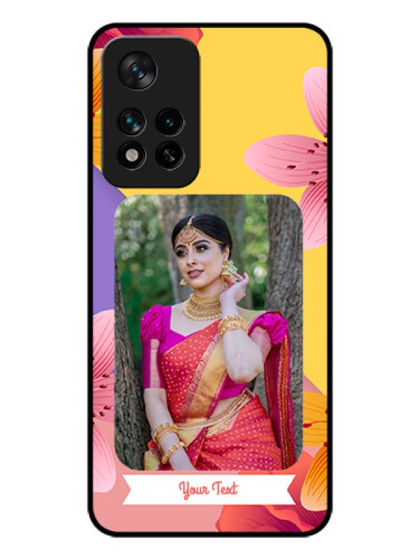 Custom Xiaomi 11I Hypercharge 5G Custom Glass Mobile Case - 3 Image With Vintage Floral Design