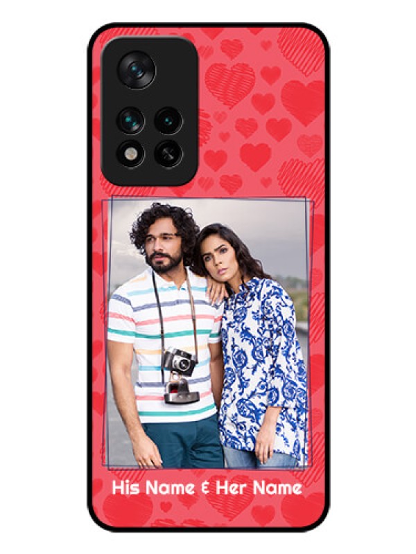 Custom Xiaomi 11I Hypercharge 5G Photo Printing on Glass Case - with Red Heart Symbols Design