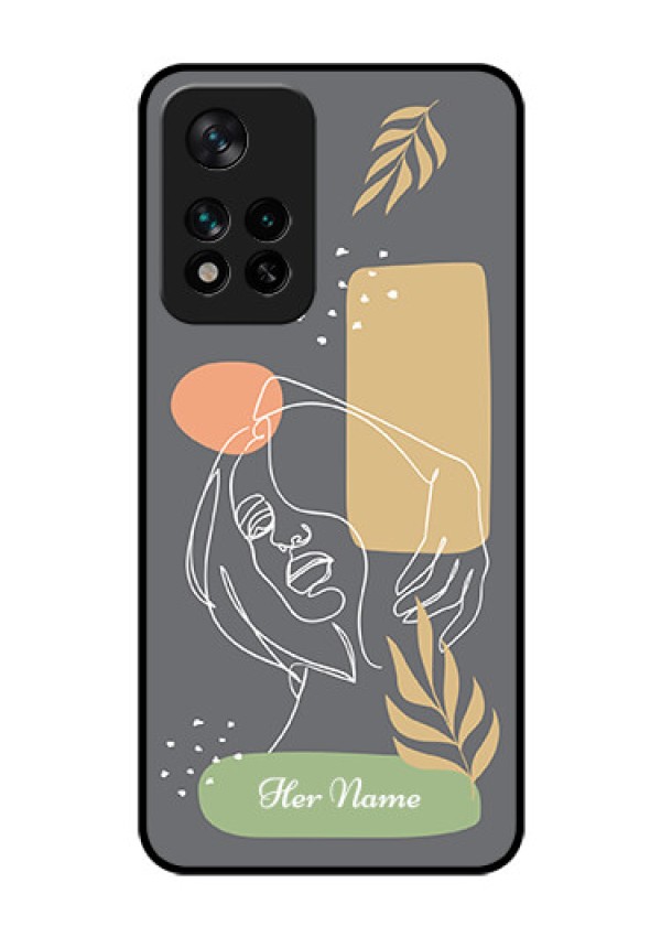 Xiaomi 11I Hypercharge 5G Custom Glass Phone Case - Gazing Woman line art Design