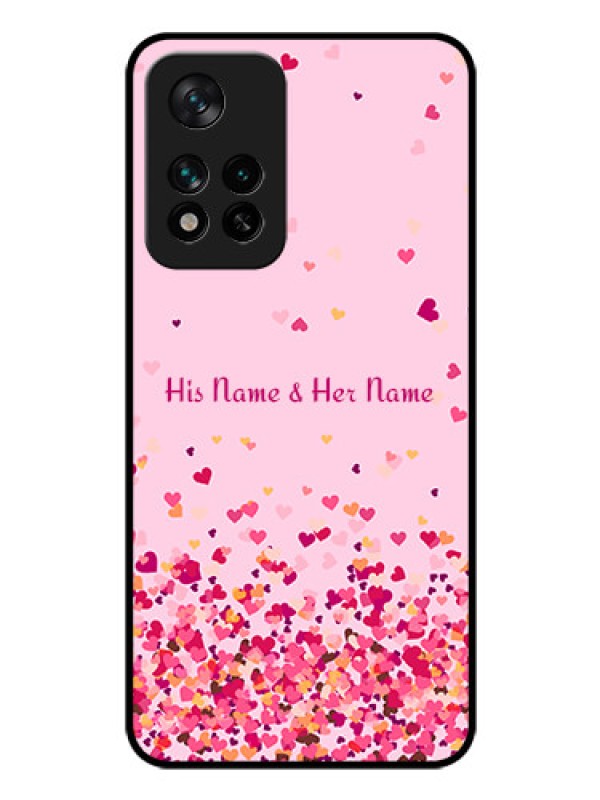 Custom Xiaomi 11I Hypercharge 5G Photo Printing on Glass Case - Floating Hearts Design