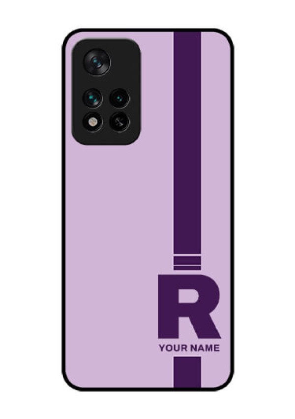 Xiaomi 11I Hypercharge 5G Photo Printing on Glass Case - Simple dual tone stripe with name Design