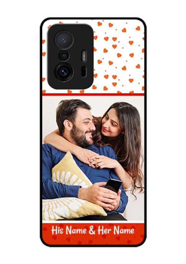 Xiaomi 11T Pro 5G Custom Glass Phone Case - Orange Love Symbol Design