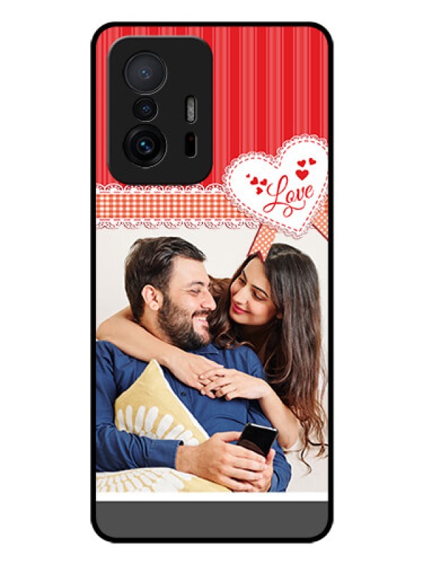 Custom Xiaomi 11T Pro 5G Custom Glass Mobile Case - Red Love Pattern Design