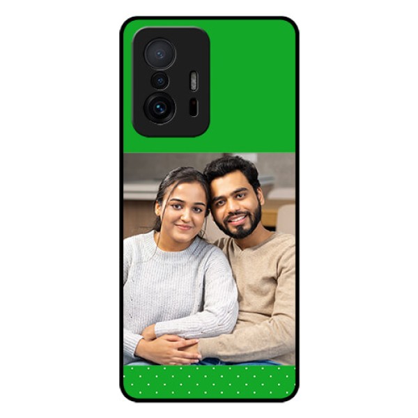 Xiaomi 11T Pro 5G Personalized Glass Phone Case - Green Pattern Design
