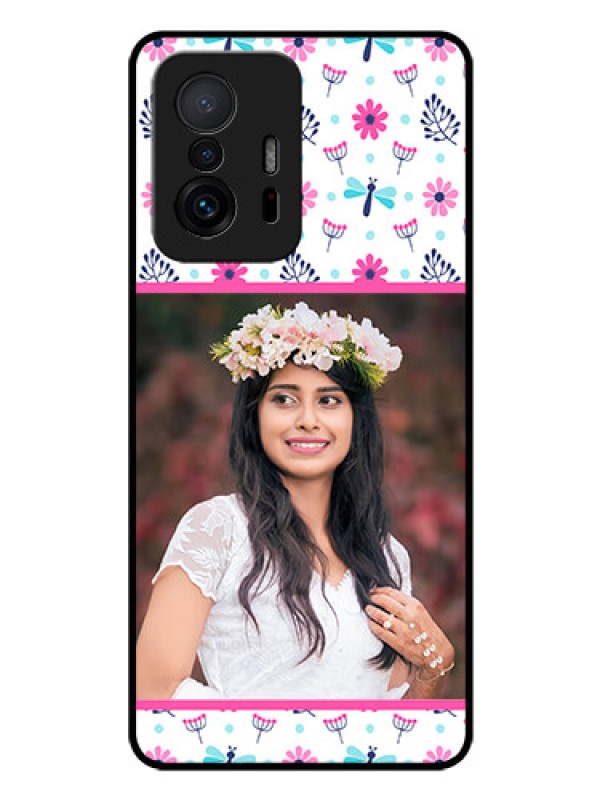 Custom Xiaomi 11T Pro 5G Photo Printing on Glass Case - Colorful Flower Design