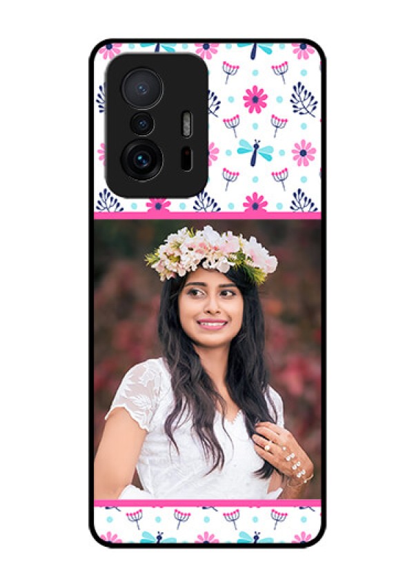 Xiaomi 11T Pro 5G Photo Printing on Glass Case - Colorful Flower Design