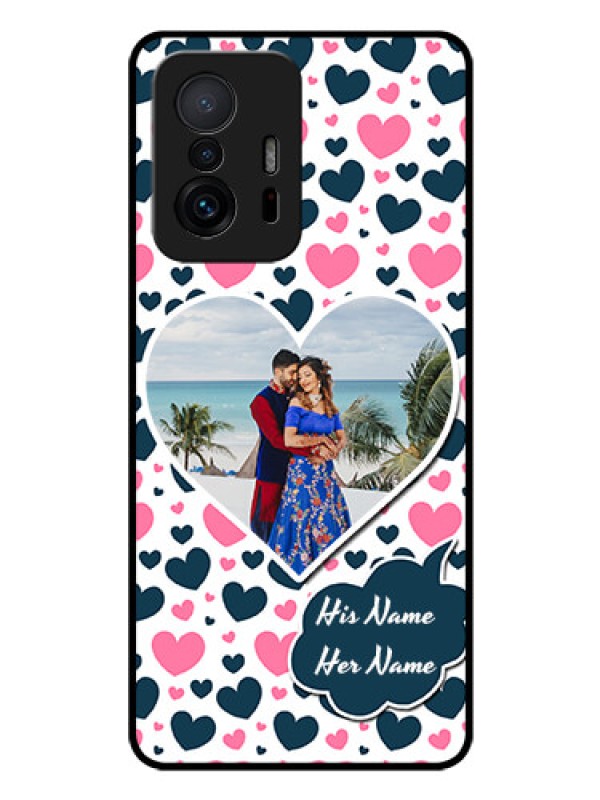 Custom Xiaomi 11T Pro 5G Custom Glass Phone Case - Pink & Blue Heart Design