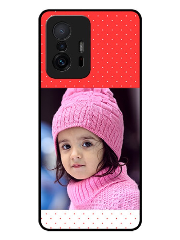Custom Xiaomi 11T Pro 5G Photo Printing on Glass Case - Red Pattern Design