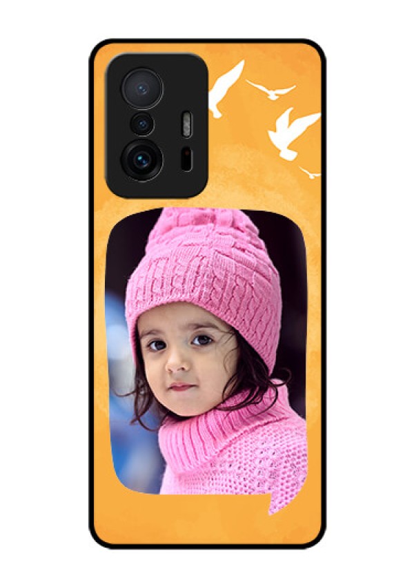 Xiaomi 11T Pro 5G Personalized Glass Phone Case - Water Color Design with Bird Icons