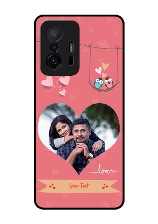 Xiaomi 11T Pro 5G Personalized Glass Phone Case - Peach Color Love Design