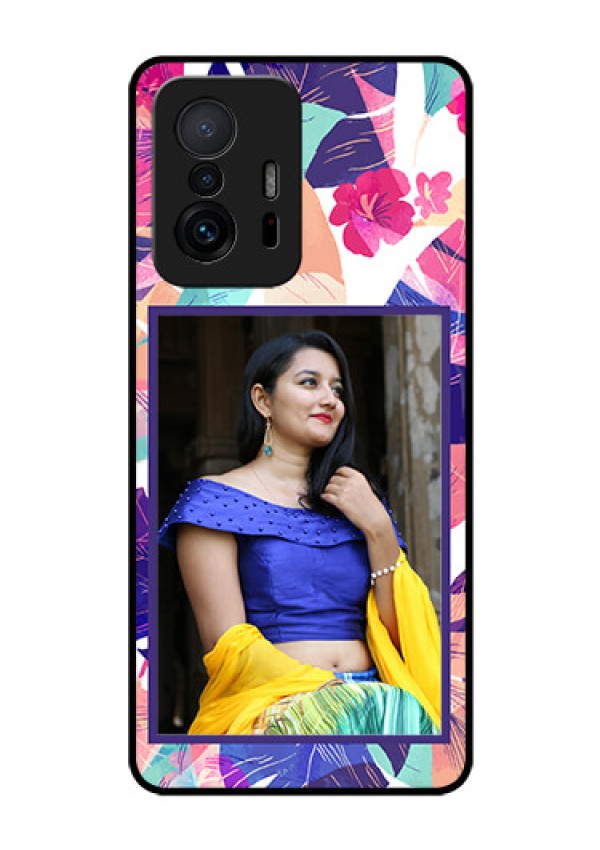 Xiaomi 11T Pro 5G Custom Glass Mobile Case - Abstract Floral Design