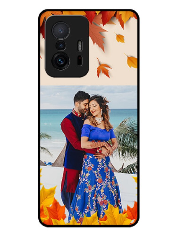 Custom Xiaomi 11T Pro 5G Photo Printing on Glass Case - Autumn Maple Leaves Design