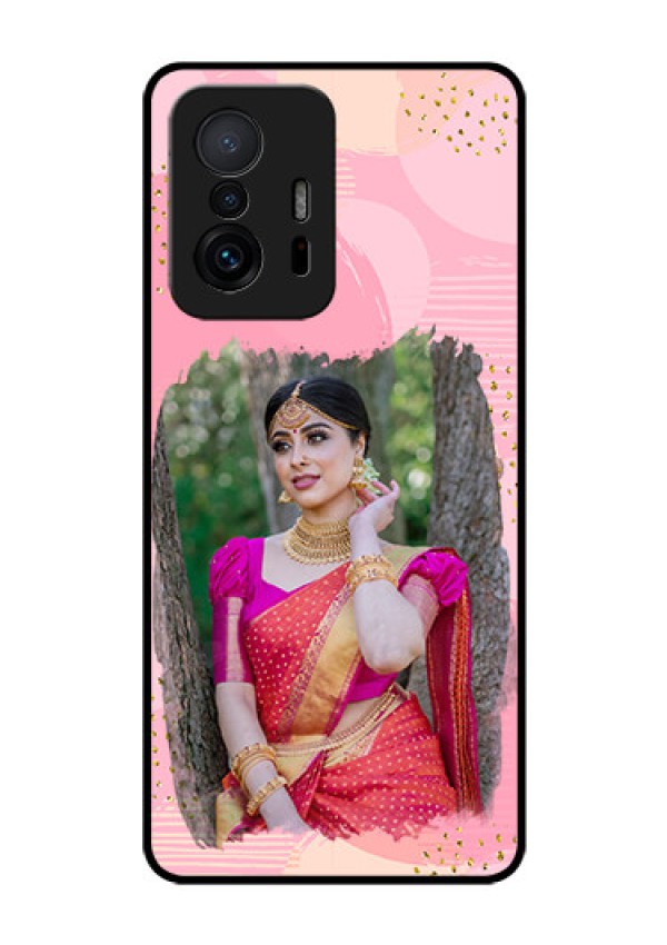 Xiaomi 11T Pro 5G Personalized Glass Phone Case - Gold Glitter Splash Design
