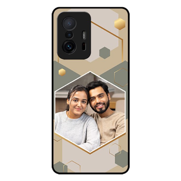 Xiaomi 11T Pro 5G Photo Printing on Glass Case - Stylish Hexagon Pattern Design