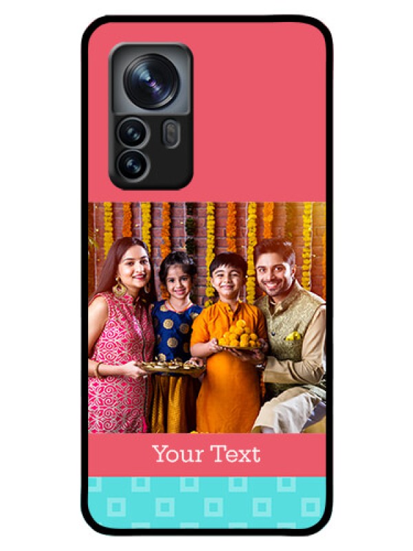 Custom Xiaomi 12 Pro 5G Personalized Glass Phone Case - Peach & Blue Color Design