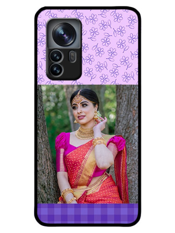 Custom Xiaomi 12 Pro 5G Custom Glass Phone Case - Purple Floral Design