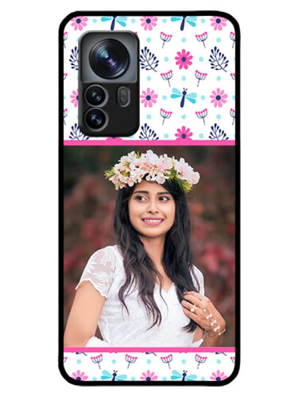 Custom Xiaomi 12 Pro 5G Photo Printing on Glass Case - Colorful Flower Design