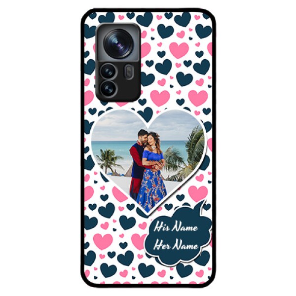 Xiaomi 12 Pro 5G Custom Glass Phone Case - Pink & Blue Heart Design