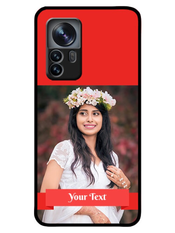 Custom Xiaomi 12 Pro 5G Custom Glass Phone Case - Simple Red Color Design