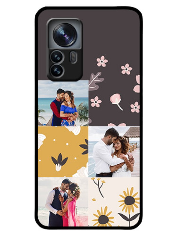 Custom Xiaomi 12 Pro 5G Photo Printing on Glass Case - 3 Images with Floral Design