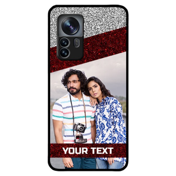 Xiaomi 12 Pro 5G Personalized Glass Phone Case - Image Holder with Glitter Strip Design Xiaomi 12 Pro 5G Personalized Glass Phone Case - Image Holder with Glitter Strip Design