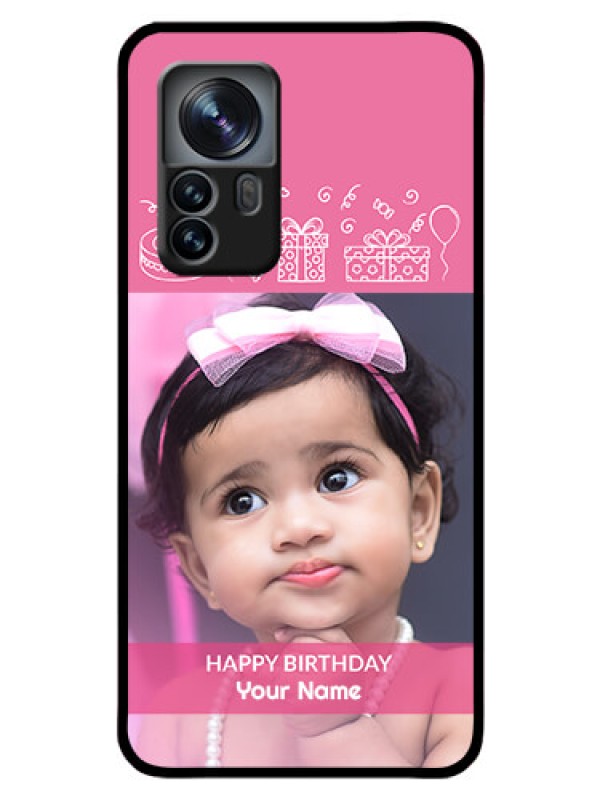 Custom Xiaomi 12 Pro 5G Photo Printing on Glass Case - with Birthday Line Art Design