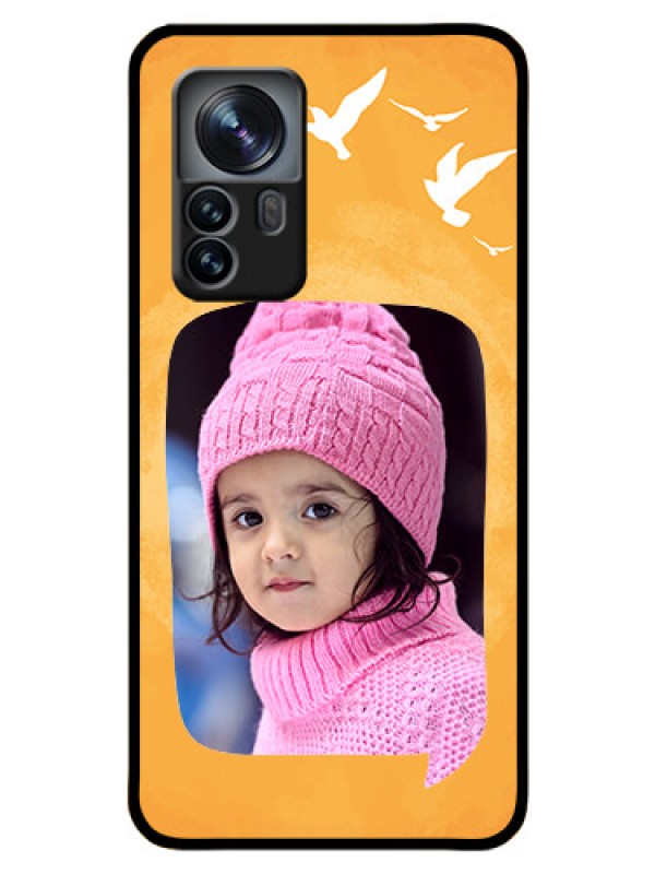 Custom Xiaomi 12 Pro 5G Personalized Glass Phone Case - Water Color Design with Bird Icons