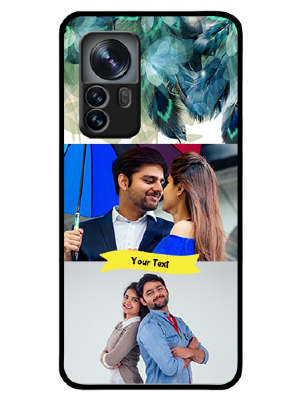 Custom Xiaomi 12 Pro 5G Personalized Glass Phone Case - Image with Boho Peacock Feather Design