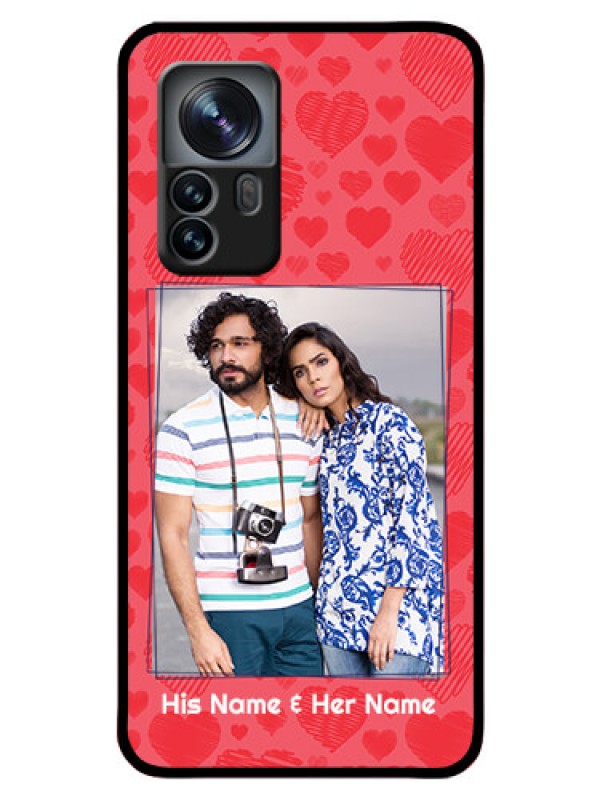 Custom Xiaomi 12 Pro 5G Photo Printing on Glass Case - with Red Heart Symbols Design