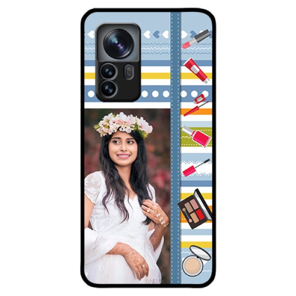 Xiaomi 12 Pro 5G Personalized Glass Phone Case - Makeup Icons Design