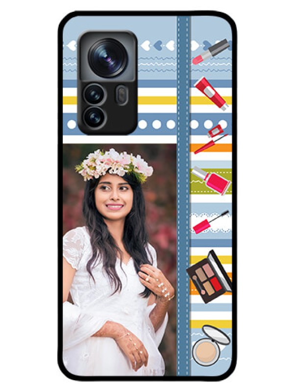 Custom Xiaomi 12 Pro 5G Personalized Glass Phone Case - Makeup Icons Design