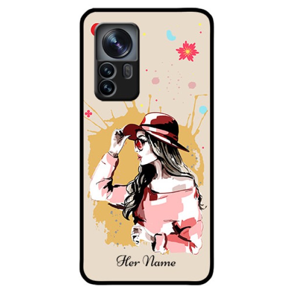 Xiaomi 12 Pro 5G Photo Printing on Glass Case - Women with pink hat Design Xiaomi 12 Pro 5G Photo Printing on Glass Case - Women with pink hat Design
