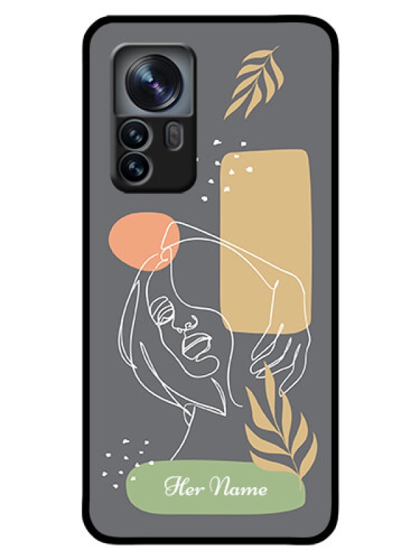 Custom Xiaomi 12 Pro 5G Custom Glass Phone Case - Gazing Woman line art Design