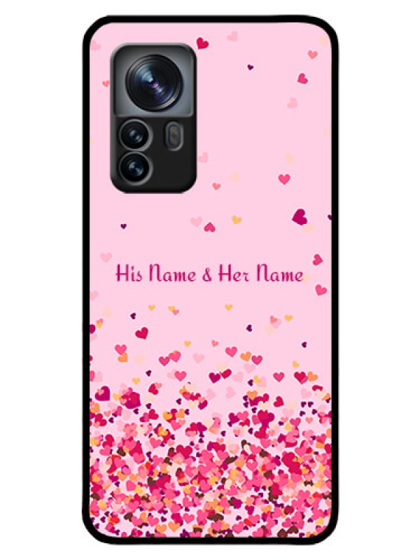 Custom Xiaomi 12 Pro 5G Photo Printing on Glass Case - Floating Hearts Design