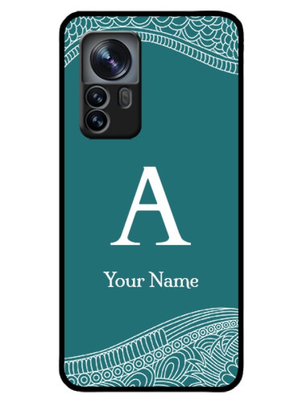 Custom Xiaomi 12 Pro 5G Personalized Glass Phone Case - line art pattern with custom name Design