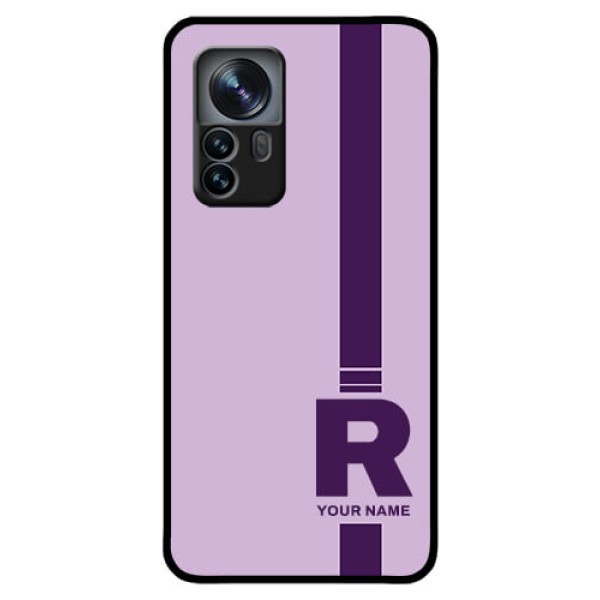 Xiaomi 12 Pro 5G Photo Printing on Glass Case - Simple dual tone stripe with name Design