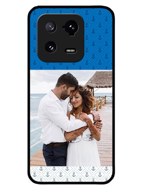 Custom Xiaomi 13 Pro 5G Photo Printing on Glass Case - Blue Anchors Design