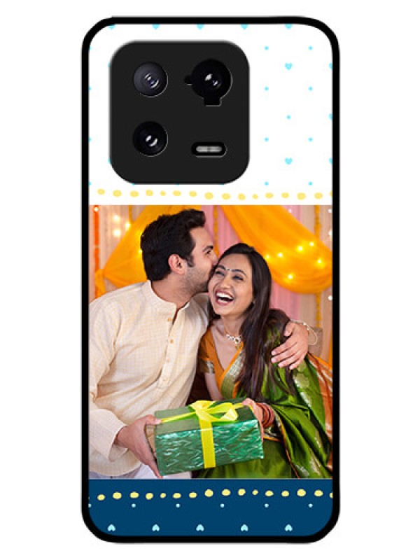 Custom Xiaomi 13 Pro 5G Personalized Glass Phone Case - White and Blue Abstract Design