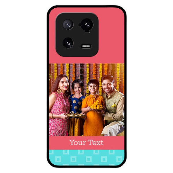 Xiaomi 13 Pro 5G Personalized Glass Phone Case - Peach & Blue Color Design