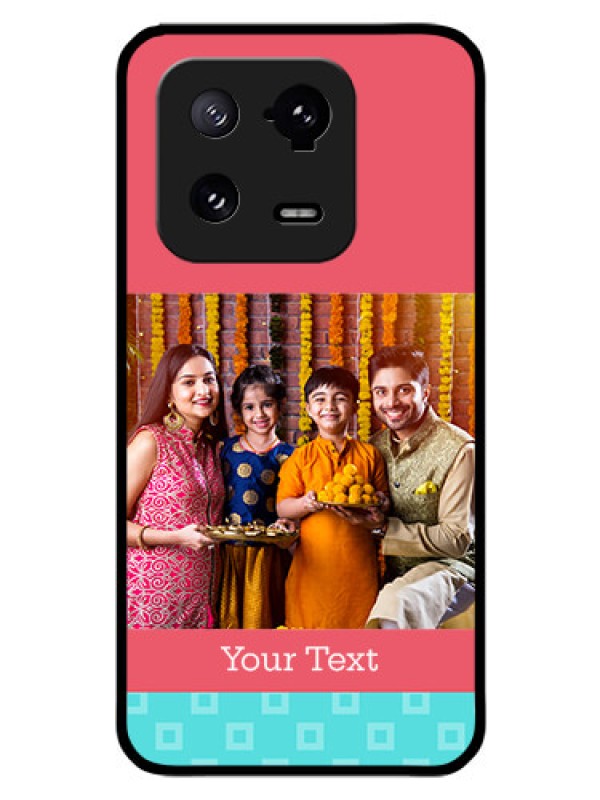 Custom Xiaomi 13 Pro 5G Personalized Glass Phone Case - Peach & Blue Color Design