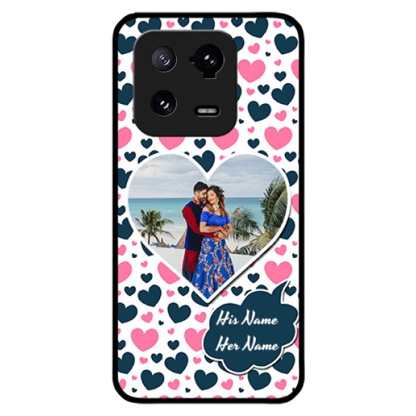 Xiaomi 13 Pro 5G Custom Glass Phone Case - Pink & Blue Heart Design