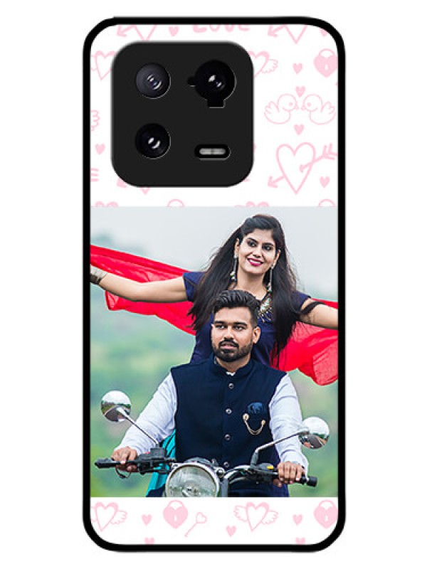 Custom Xiaomi 13 Pro 5G Custom Glass Mobile Case - Pink Flying Heart Design
